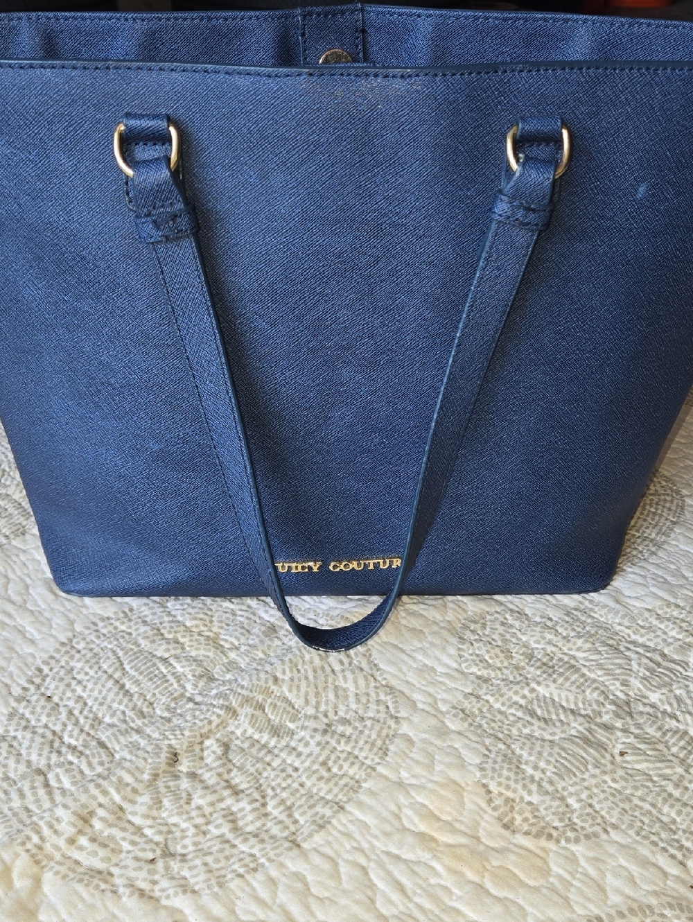 Juicy Couture Deep Blue Structured Tote with Gold Accents